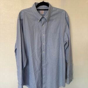 Brooks Brothers Shirt - 17 36 - Light Blue Houndstooth - Madison Fit